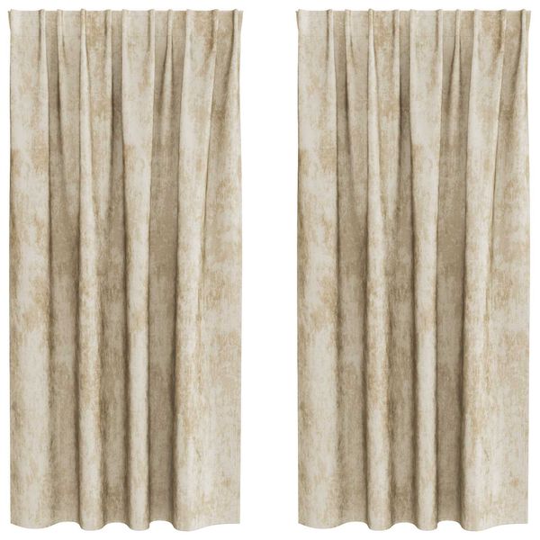 vidaXL Velvet Curtains with Curtains 2 pcs Cream 175 x 140 cm Velvet