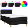 vidaXL Box Spring Bed with Mattress&LED Black 100x200cm Fabric