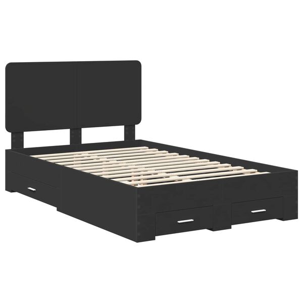 vidaXL Bed Frame with Headboard Black 135 x 190 cm Engineered Wood