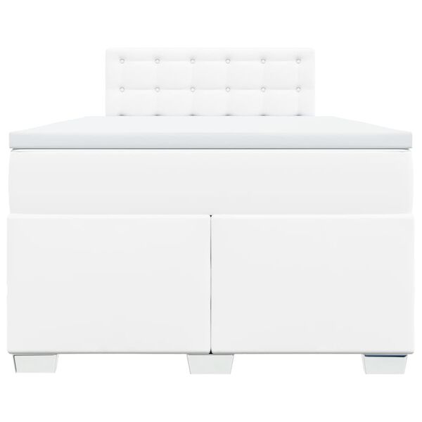 vidaXL Box Spring Bed with Mattress White 120x200 cm Faux Leather