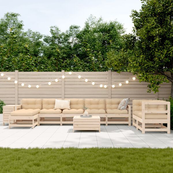 vidaXL 10 Piece Garden Sofa Set Solid Wood Pine