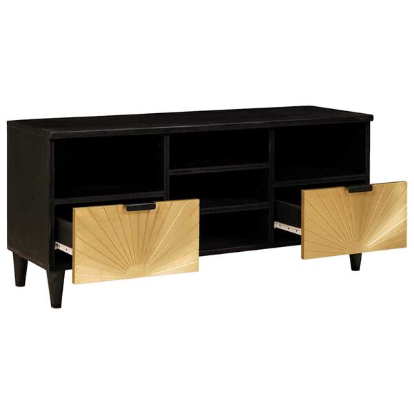 vidaXL TV Cabinet Black and Gold 100 x 33 x 46 cm Engineered wood