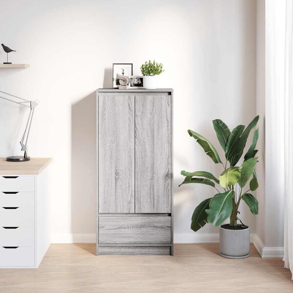 vidaXL Cabinet with Drawer Grey Sonoma 55.5x34x119.5 cm Engineered Wood