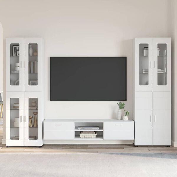 vidaXL TV Cabinet Set with Drawer with Shelf White Engineered Wood