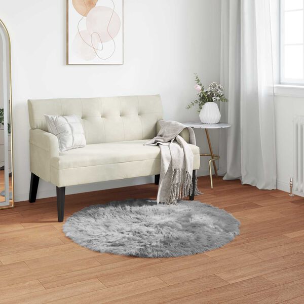 vidaXL Faux Sheepskin Rug Tafalla Grey &Oslash; 120 cm Polyester