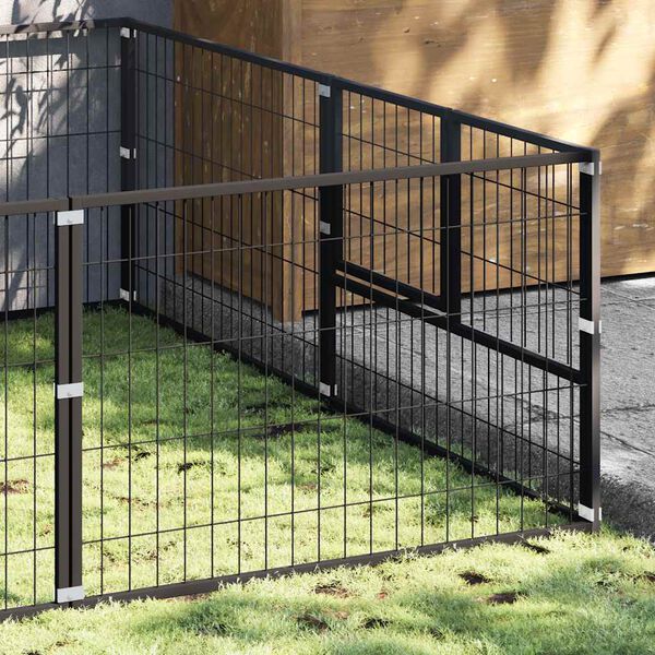 vidaXL Dog Kennel Black 16 m&sup2; Steel