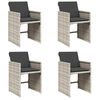 vidaXL Garden Chairs with Cushions 4 pcs Light Grey Poly Rattan