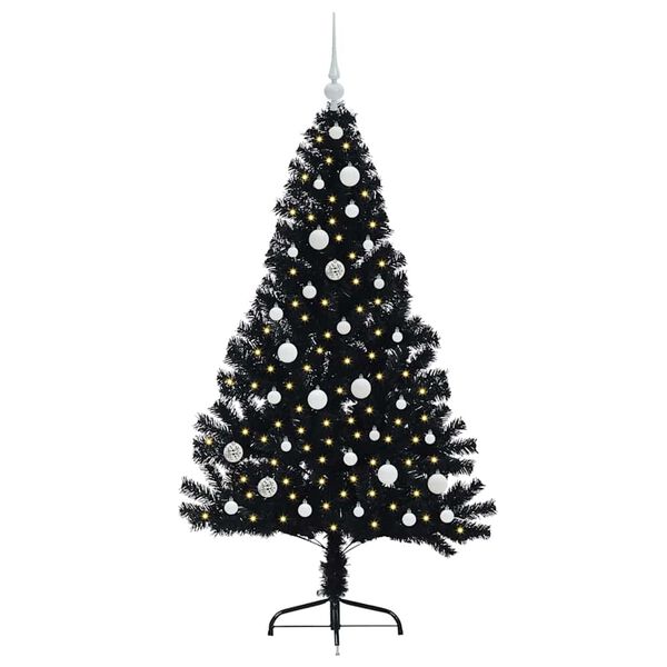 vidaXL Artificial Pre-lit Christmas Tree Black 150 cm PVC