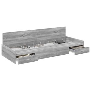 vidaXL Bed Frame with Drawer Grey Sonoma 90 x 200 cm Engineered Wood