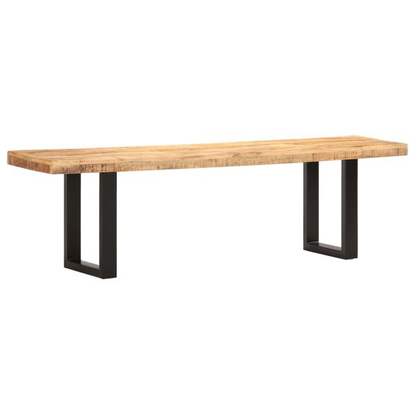 vidaXL Bench 160 cm Solid Rough Mango Wood and Steel