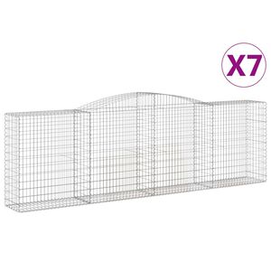 vidaXL Arched Gabion Baskets 7 pcs 400x50x120/140 cm Galvanised Iron