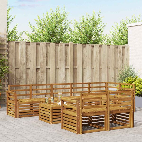 vidaXL Sofa Sets 9 pcs Natural Solid Acacia Wood