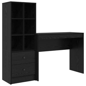vidaXL Desk with Drawer with Shelf with Storage 2 pcs Black Oak