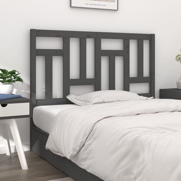 vidaXL Bed Headboard Grey 125.5x4x100 cm Solid Wood Pine