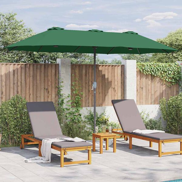 vidaXL Garden Parasol Green 370 x 197 x 239 cm Polyester and Aluminium
