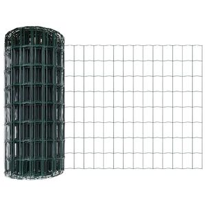 vidaXL Euro Fence with Post 10 x 0.8 m PVC-Coated Steel Green Mesh