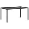 vidaXL Garden Table 150x90x75 cm Tempered Glass and Poly Rattan Black