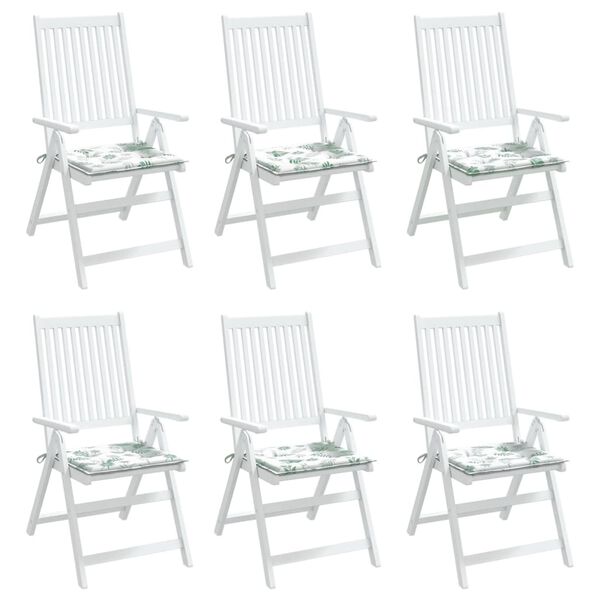 vidaXL Garden Chair Cushions 6 pcs Leaf Pattern 50x50x3 cm Fabric