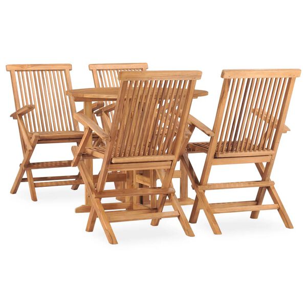 vidaXL 5 Piece Folding Outdoor Dining Set Solid Teak Wood