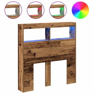 vidaXL Headboard Cabinet with LED Old Wood 100x17x102 cm