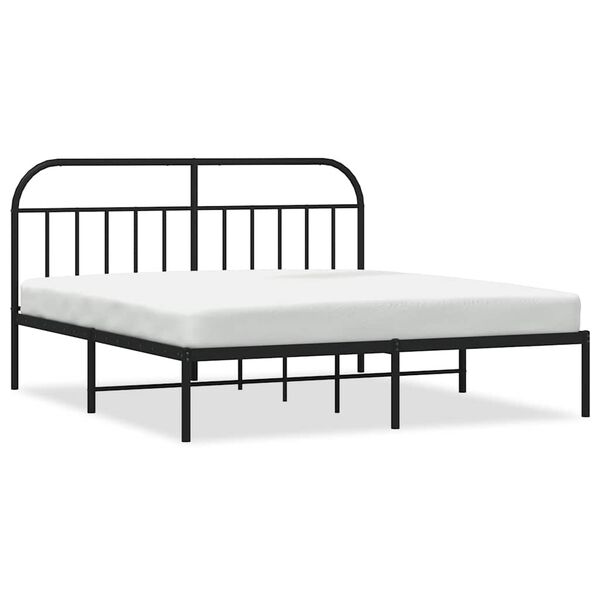 vidaXL Metal Bed Frame without Mattress with Headboard Black 183x213cm