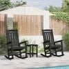 vidaXL Garden Rocking Chair 3 pcs Black 38 x 38 x 46cm Plastic