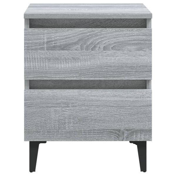 vidaXL Bed Cabinet with Metal Legs Grey Sonoma 40x35x50 cm