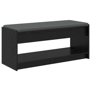 vidaXL Hall Bench with Cushion with Shelf Black Oak 103 x 38 x 45 cm