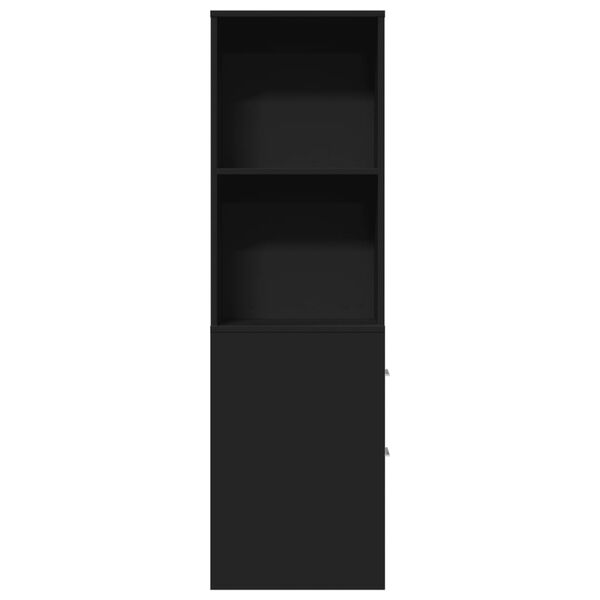 vidaXL Narrow Bathroom Cupboard with Wheels Black Engineered Wood