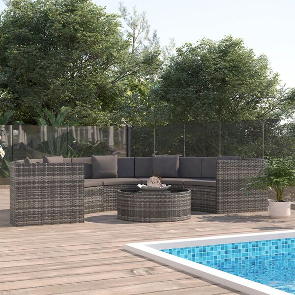 vidaXL 6 Piece Garden Lounge Set with Cushions Poly Rattan Grey