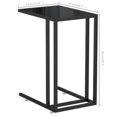 vidaXL Computer Side Table Black 50x35x65 cm Tempered Glass