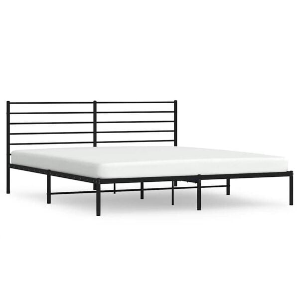 vidaXL Metal Bed Frame without Mattress with Headboard Black 193x203cm