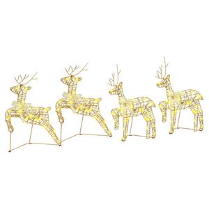 vidaXL LED Reindeers 4 pcs 80 LEDs Gold 44 x 18 x 65.5 cm PET