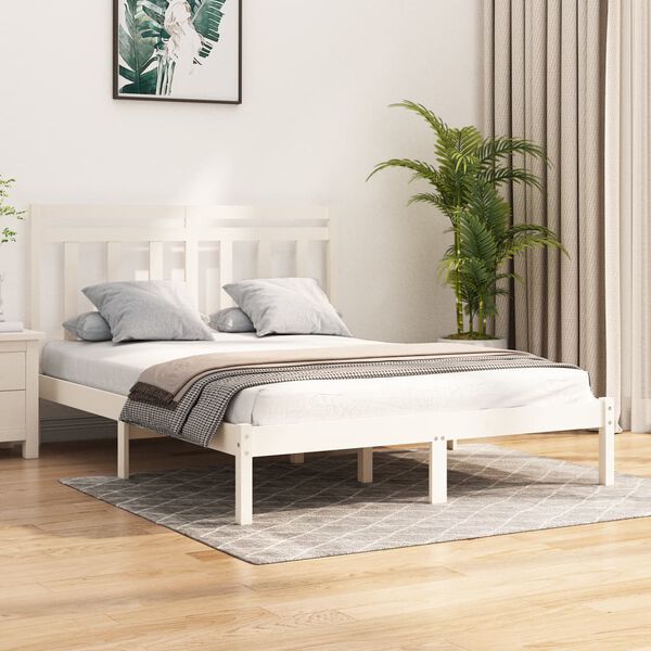 vidaXL Bed Frame without Mattress White 160x200 cm Solid Wood