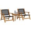 vidaXL Garden Chairs with Table 3 pcs Black Solid Acacia Wood