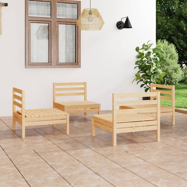 vidaXL 4 Piece Garden Lounge Set Solid Pinewood