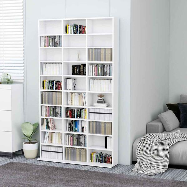 vidaXL CD Cabinet White 102x23x177.5 cm Engineered Wood