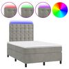 vidaXL Box Spring Bed with Mattress&LED Light Grey 120x200 cm Velvet