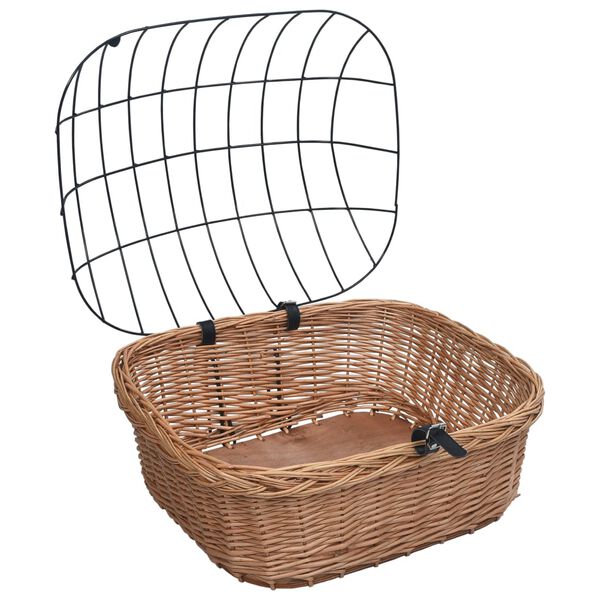 vidaXL Bike Front Basket with Cover 50x45x35 cm Natural Willow