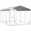 vidaXL Outdoor Dog Kennel with Roof Silver 3x4.5x2.5 m Galvanised Steel