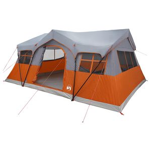 vidaXL Family Tent Grey and Orange 10-Person Polyester and Steel