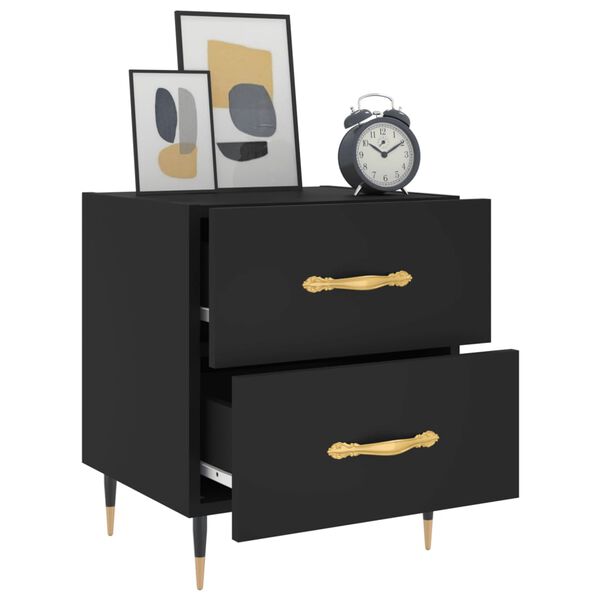 vidaXL Bedside Cabinet Black 40x35x47.5 cm Engineered Wood