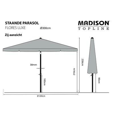 Madison Parasol Flores Luxe 300 cm Round Ecru