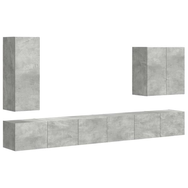 vidaXL TV Wall Cabinet Set Wall-mounted 6 pcs Concrete Grey