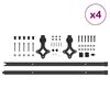 vidaXL Sliding Door Hardware Kit 427 cm Steel Black