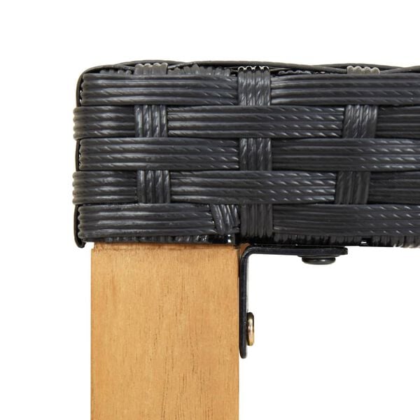 vidaXL Garden Bench 120 cm Black Poly Rattan and Solid Acacia Wood