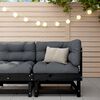 vidaXL Garden Corner Sofa Black Solid Wood Pine