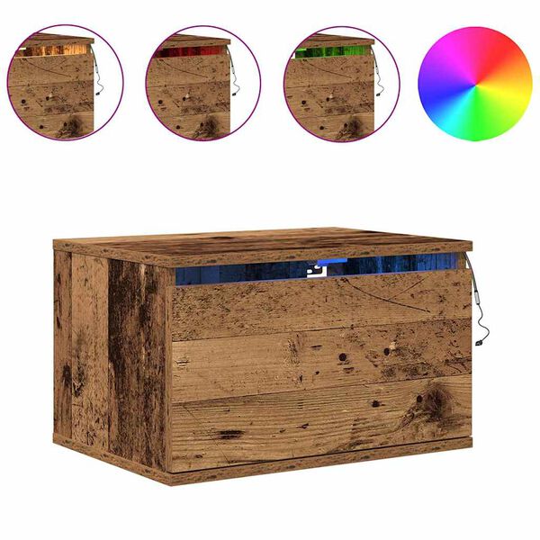 vidaXL Wall-mounted Bedside Cabinet Old Wood 50 x 36 x 30 cm