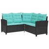 vidaXL Garden Sofa with Cushion 2 pcs Black and Turquoise Poly rattan