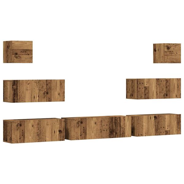 vidaXL 7 Piece TV Cabinet Set Wall-mounted Old Wood Engineered Wood